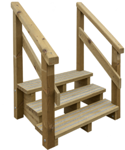 3 Step Free Standing Anti-Slip Decking Steps With Handrail